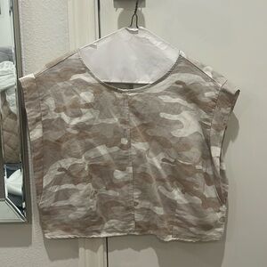Zara Cropped White/ Tan Camo Top